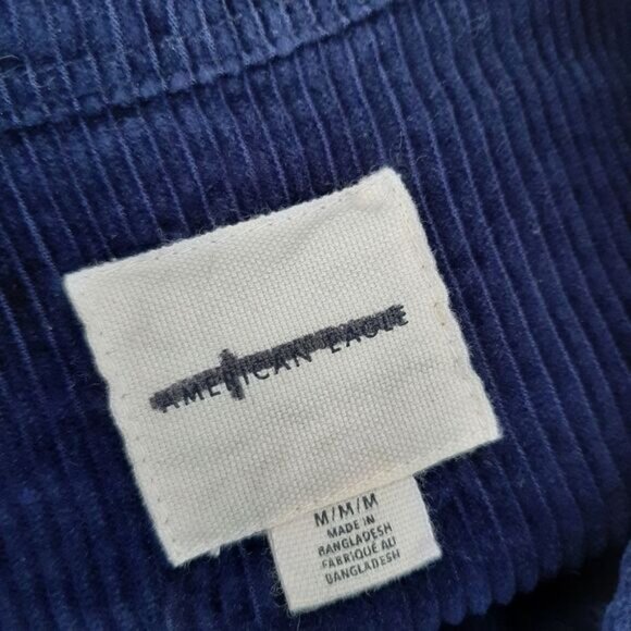 AE AMERICAN EAGLE Rib Corduroy Snap Button Shirt Jacket Blue Men's Sz M - Picture 10 of 11